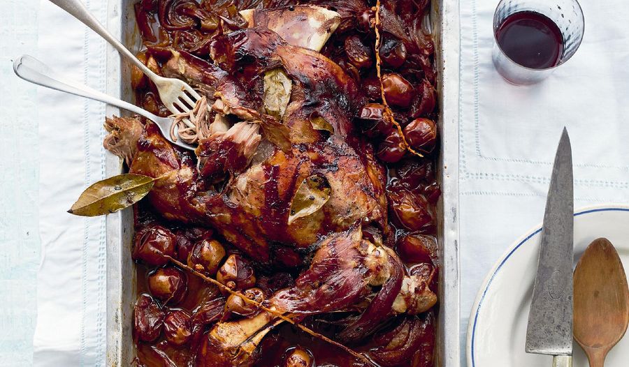 Greek Slow-cooked Lamb Shoulder with Fresh Dates Recipe | Taverna by Georgina Hayden
