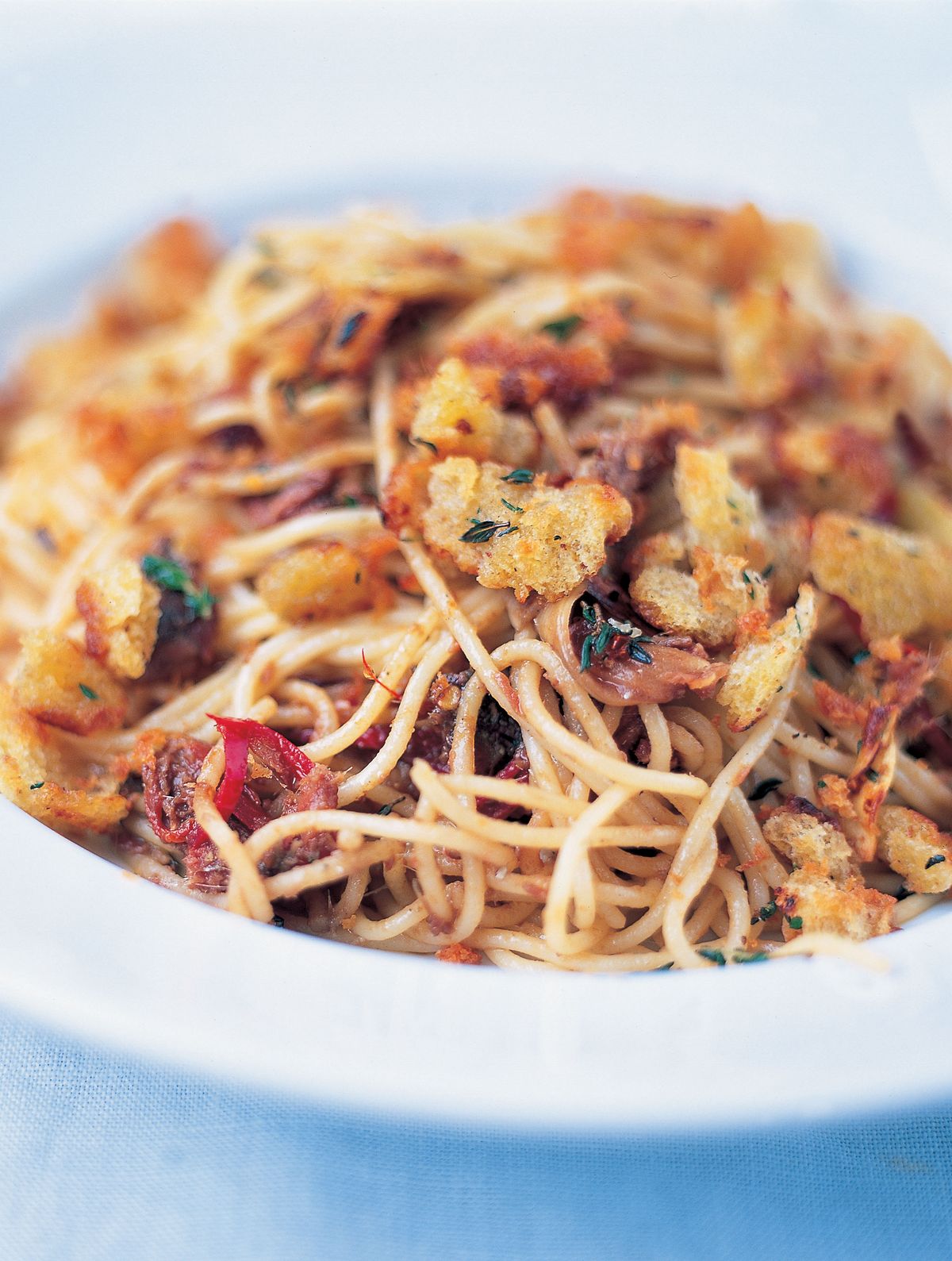 Spaghetti with Anchovies, Dried Chilli and Pangritata