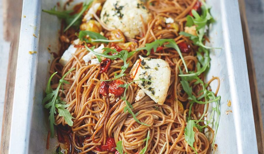 Spelt Spaghetti Vine Tomatoes and Baked Ricotta - Jamie Oliver's Everyday Super Food