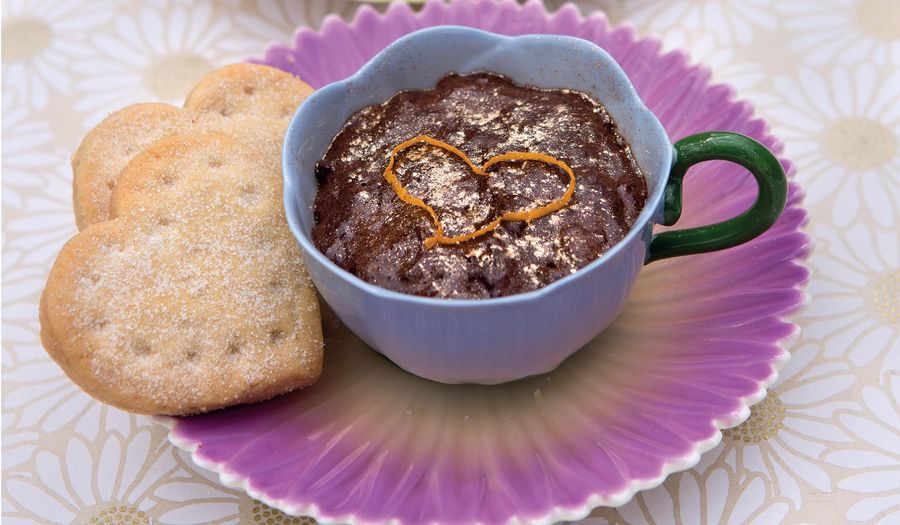 Spiced Chocolate Mousse with Shortbread Hearts