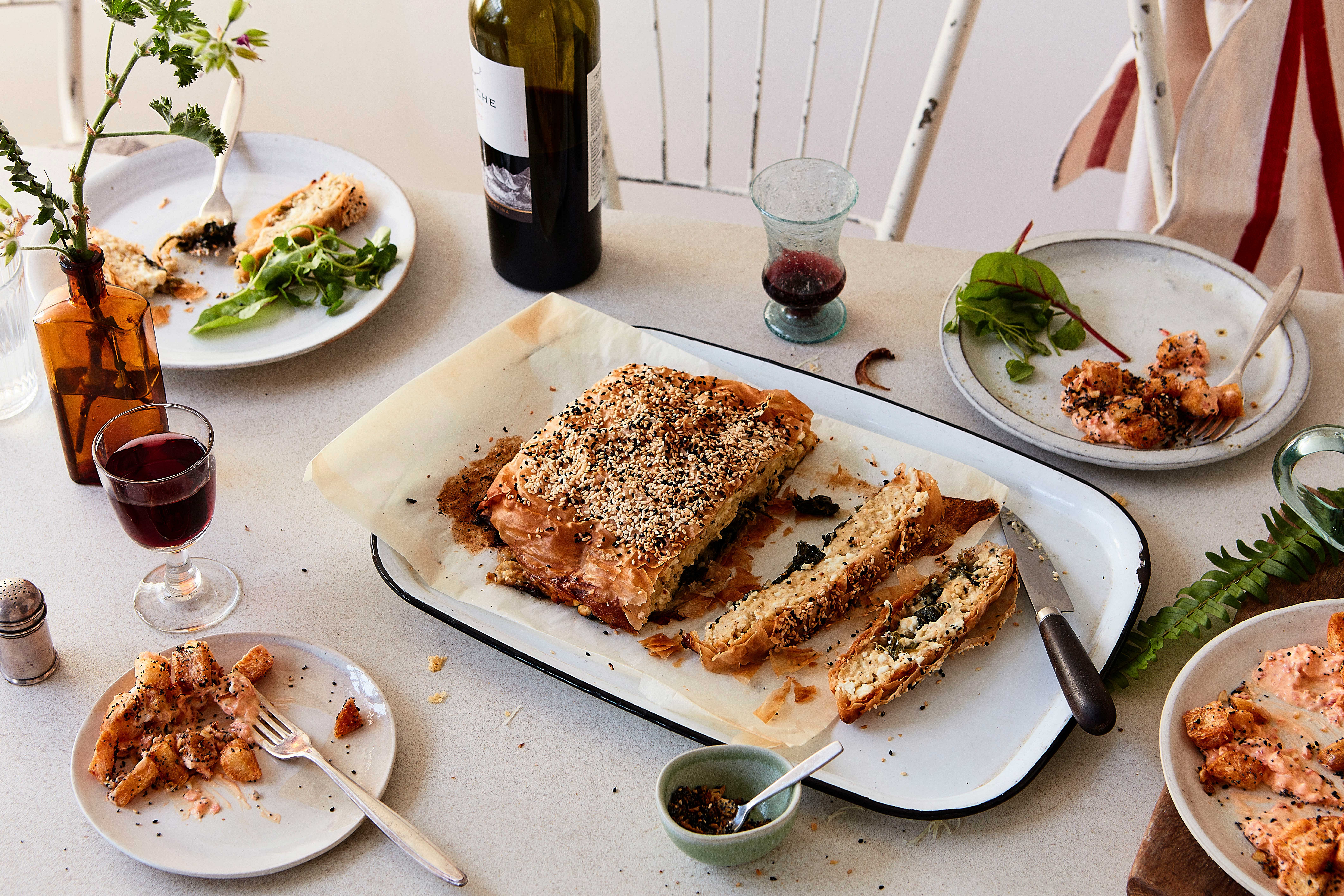 Spinach & Feta Filo Pie Recipe | Vegetarian Dinner Party Main Course Idea