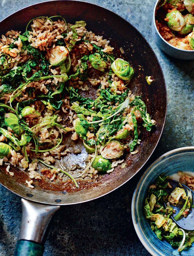 Korean Brown Rice and Brussels Sprouts