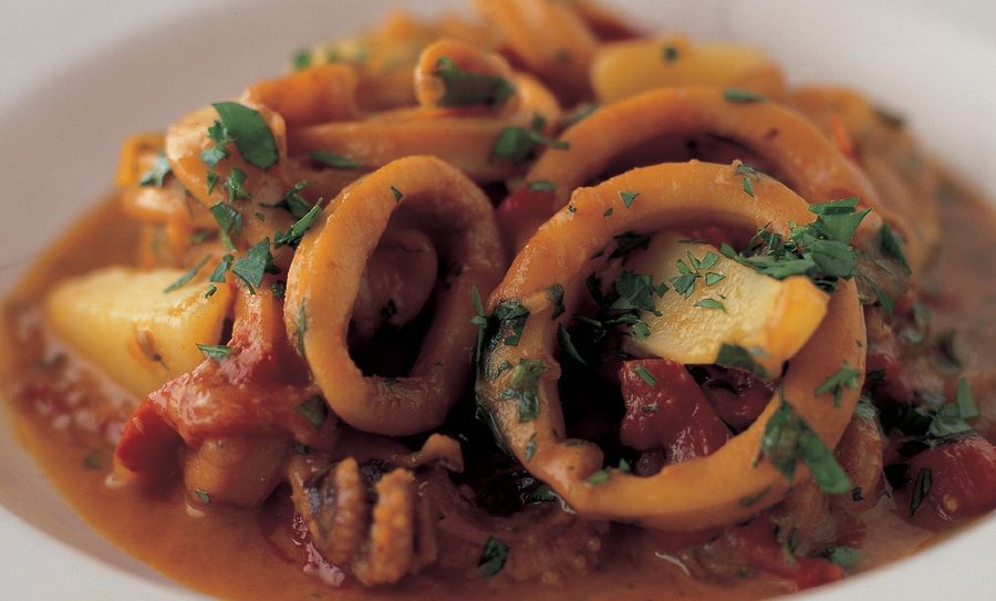 Squid and Potato Stew with Rouille