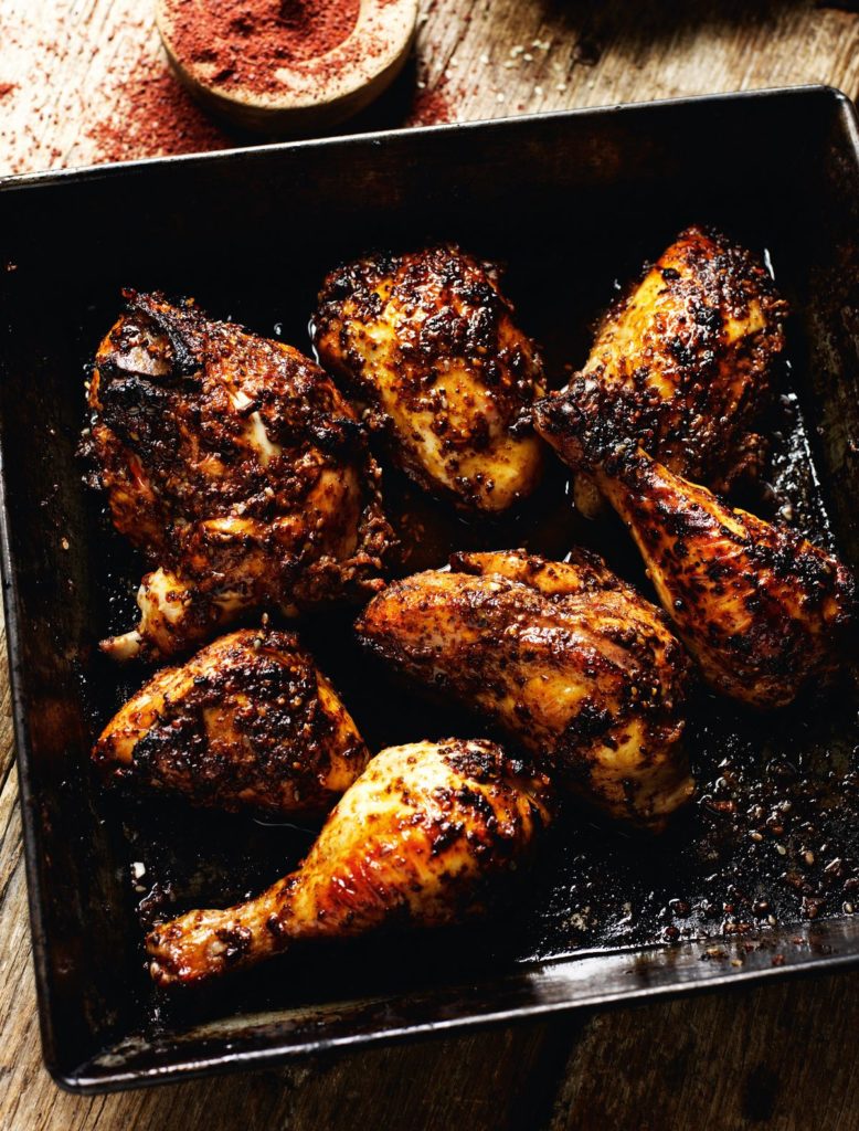 Oven-roasted Chicken with Sumac, Pomegranate Molasses, Chilli and Sesame Seeds