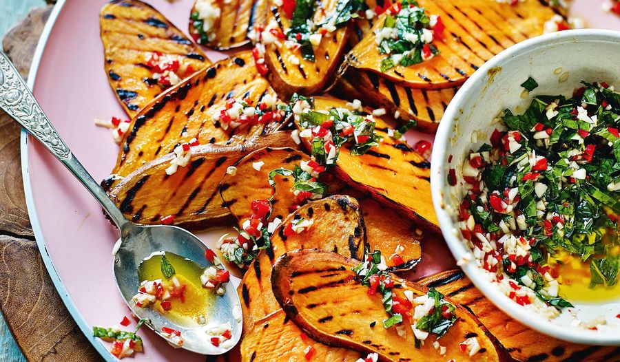 Griddled Sweet Potatoes with Mint