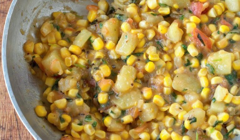 Sweetcorn and Potatoes with Mustard Seeds and Mint