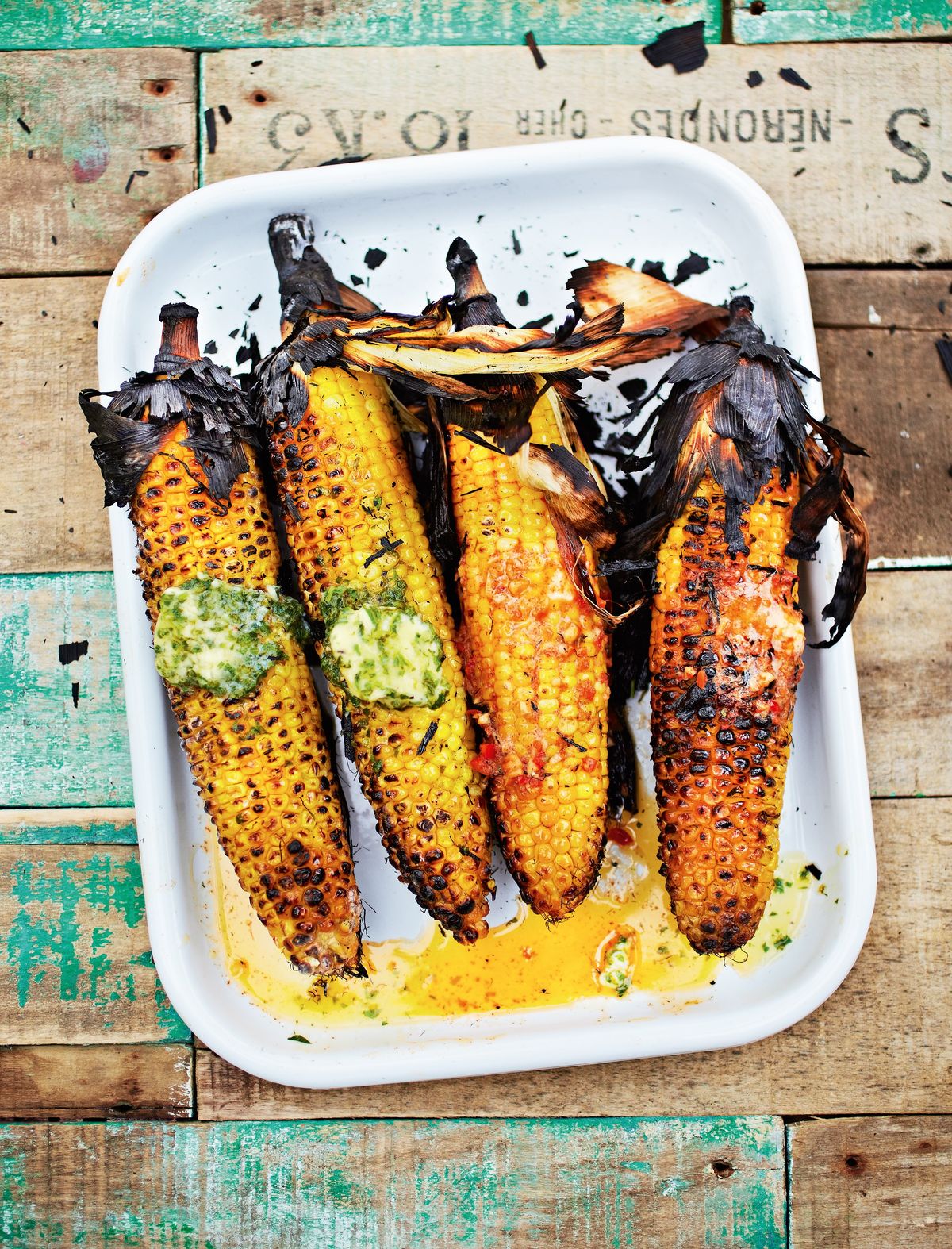 Barbecued or Griddled Sweetcorn with Flavoured Butters