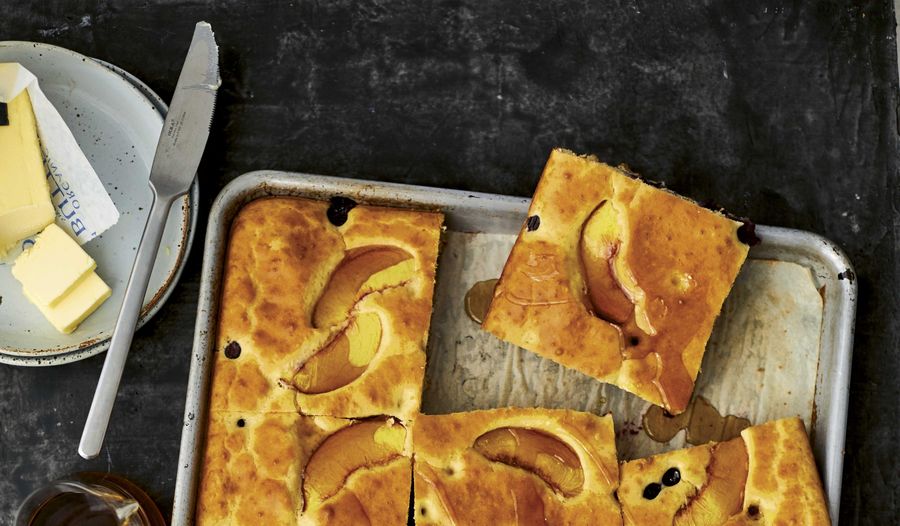 Blueberry-Peach Sheet Pancake Recipe | TASTY