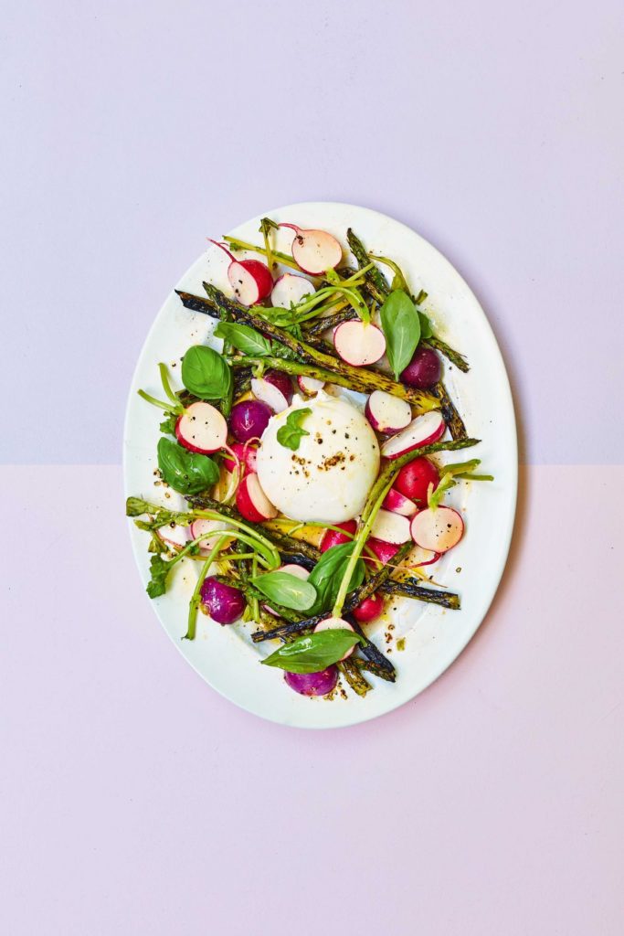 Asparagus, Radishes and Burrata with Lemon and Basil