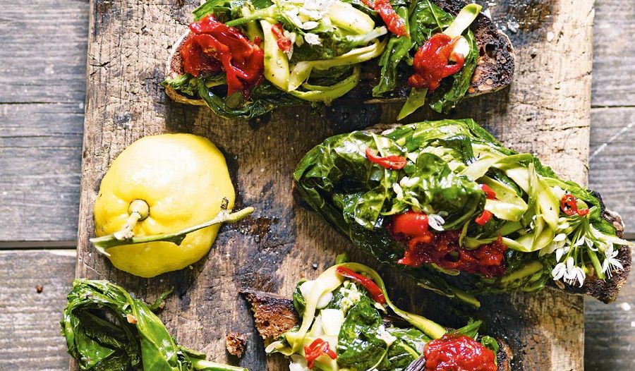 Mixed Greens on Toast Recipe | The New Vegetarian