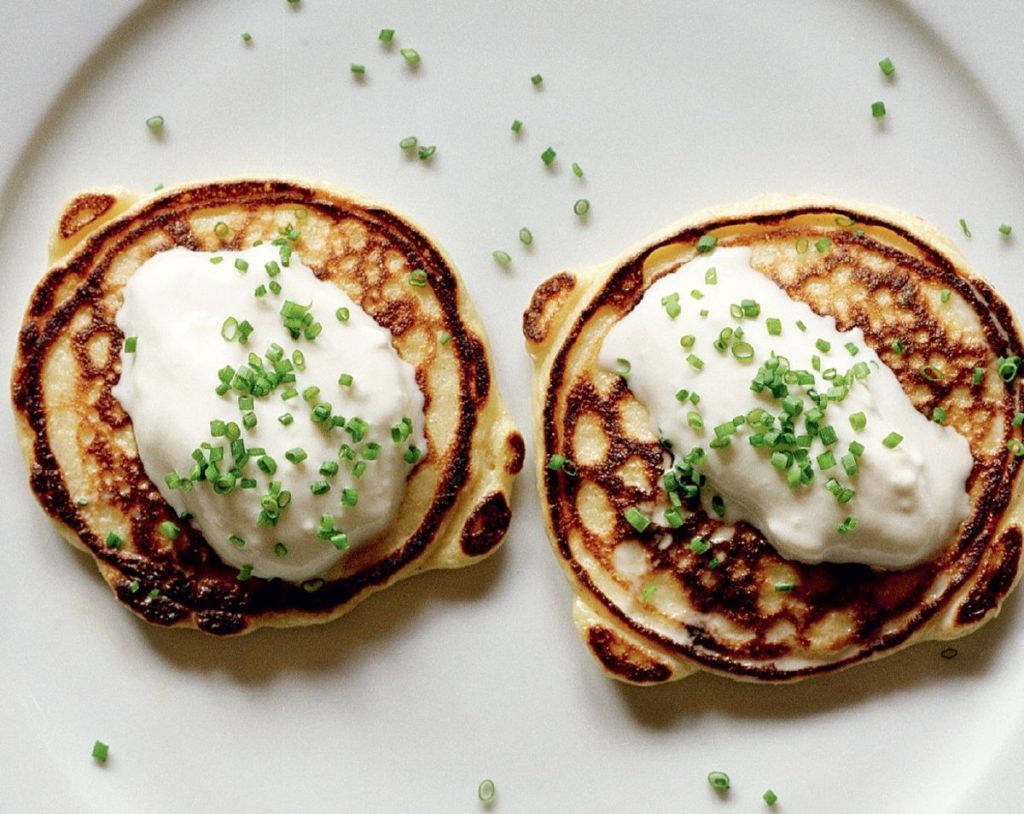 Smoked Salmon & Chive Potato Pancakes with Horseradish Cream
