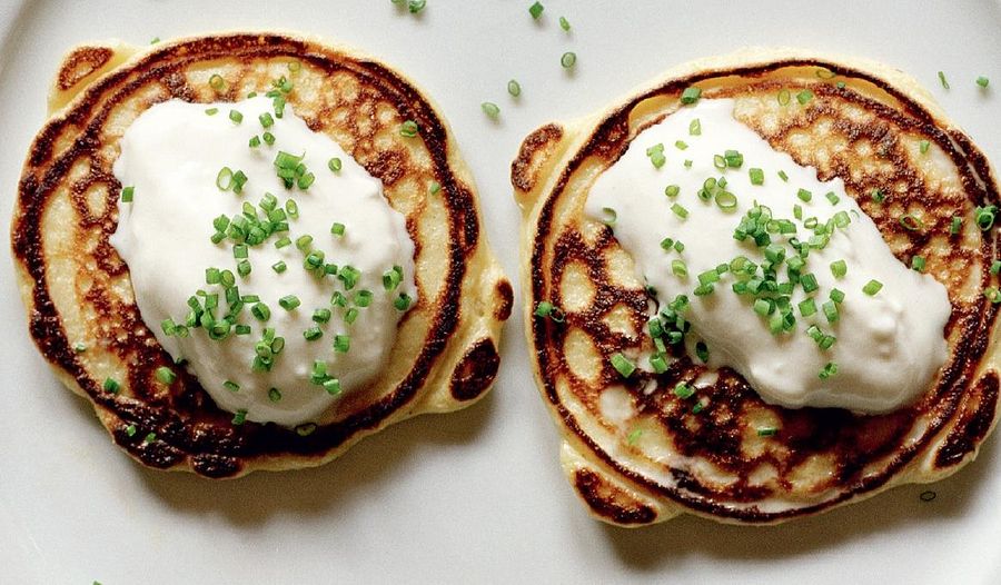 Smoked Salmon & Chive Potato Pancakes with Horseradish Cream