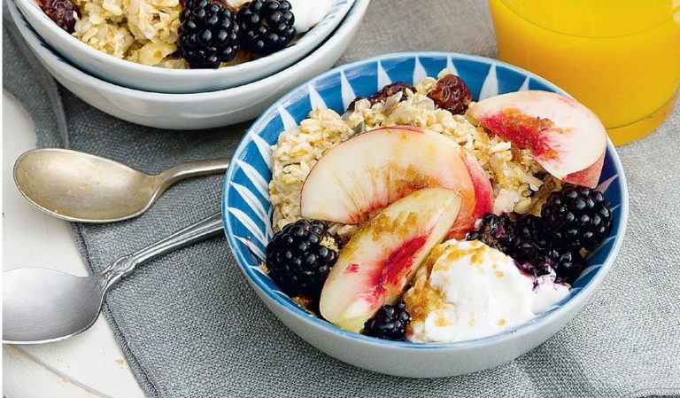 Bircher Muesli with Sugared Peaches