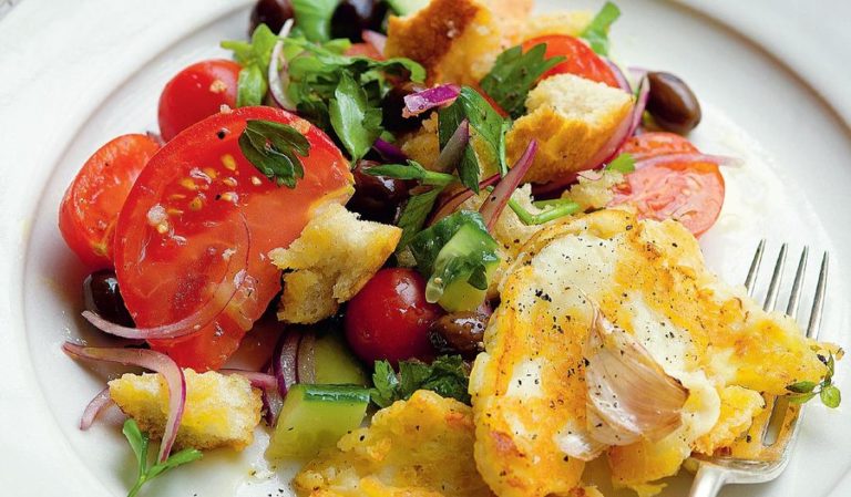 Panzanella with Griddled Halloumi