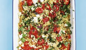 One-tin Bulgur Wheat with Roasted Red Peppers, Tomatoes, Feta & Pine ...