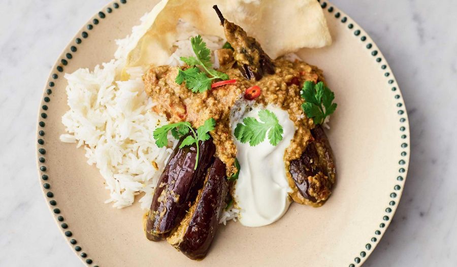 Jamie Oliver Stuffed Curried Aubergines | Meat-free Meals Channel 4