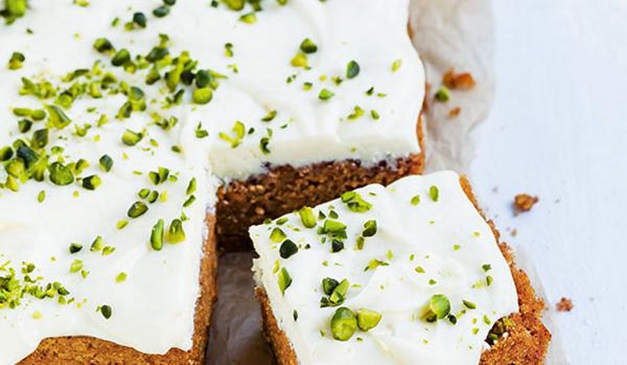 Carrot Cake with White Chocolate and Cream Cheese Topping Recipe| Vegan Baking