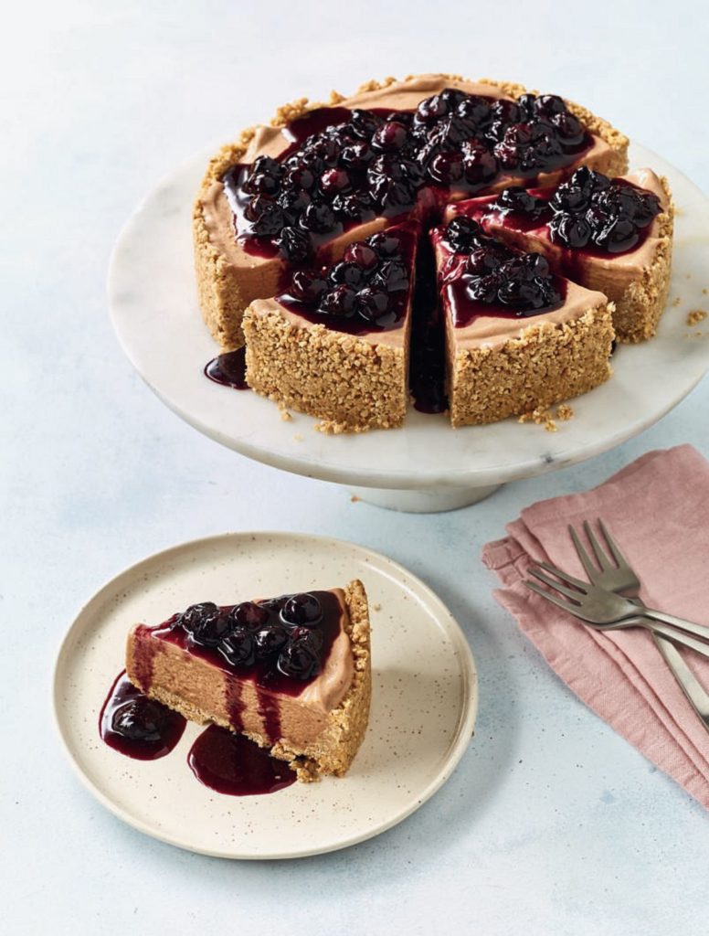 Nadiya Hussain’s Banana Ice Cream Cheesecake with Blueberry Compote