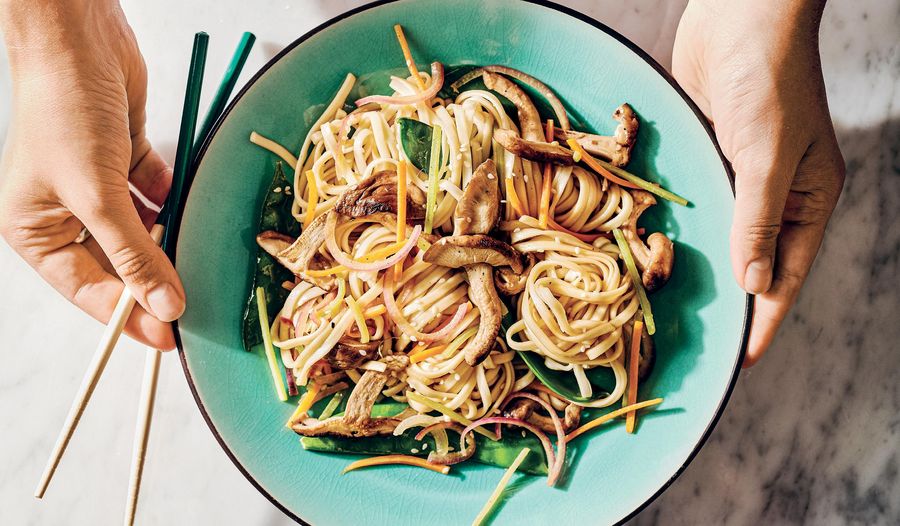 Shiitake Mushrooms with Fresh Noodles | Vegan Stir-Fry Recipe