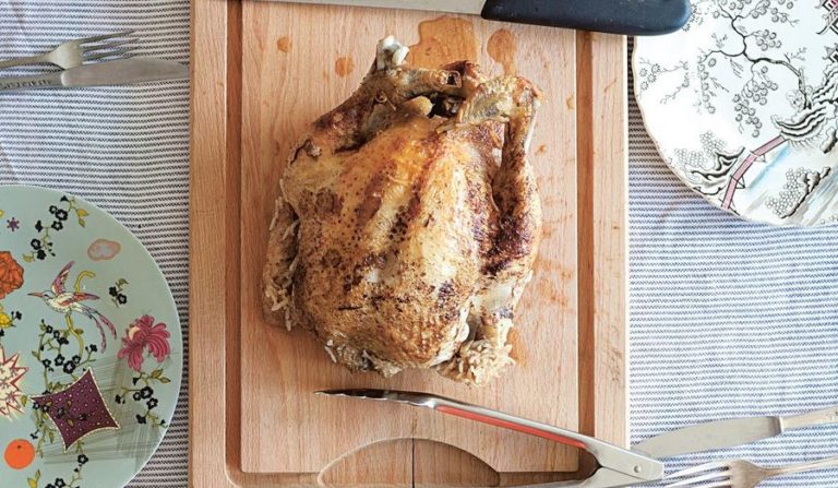 Whole Chicken Roasted Over Rice with Cinnamon