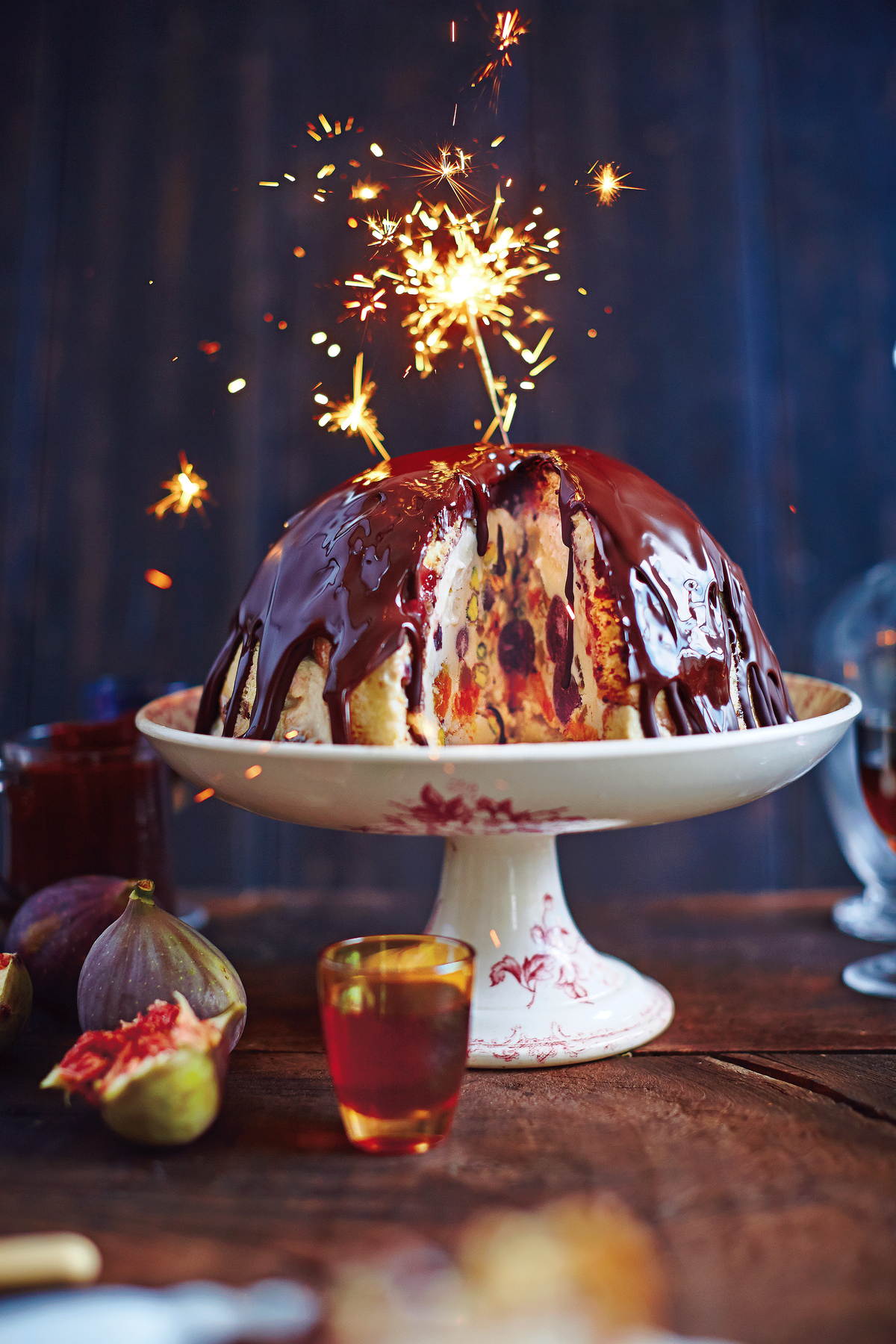 Winter Bombe: Chocolate, Cherries, Vin Santo, Panettone and Pistachios