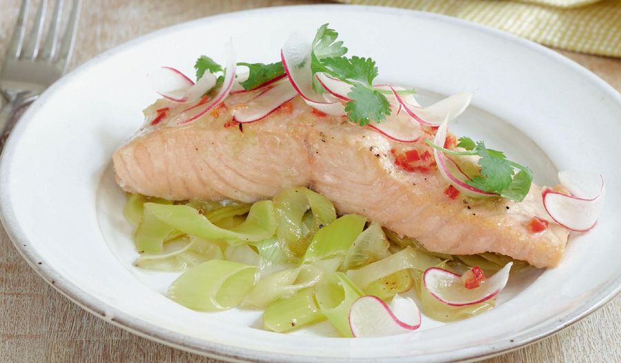 Yuzu Salmon with Buttered Leeks Recipe | Mary Berry Everyday BBC2
