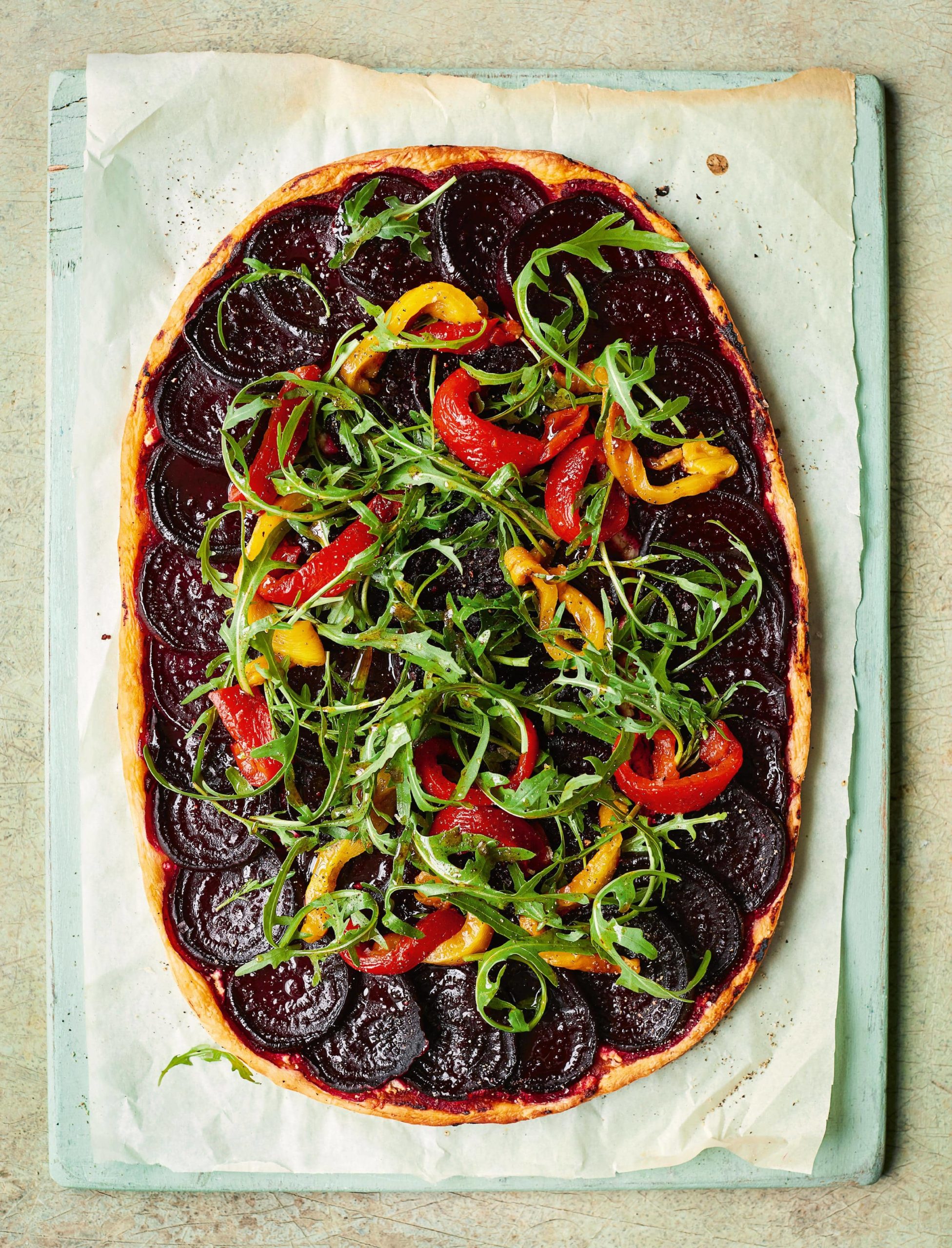 Mary Berry Roasted Pepper Beetroot and Feta Oval tart