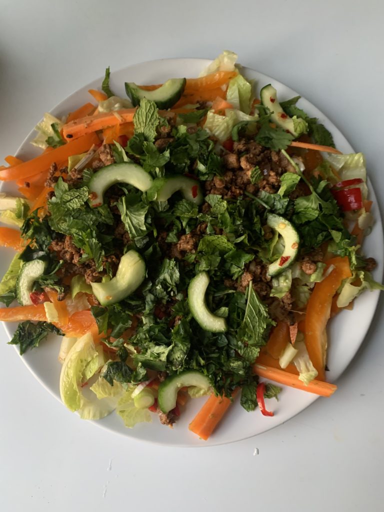 Thai-style salad with chilli picked cucumber