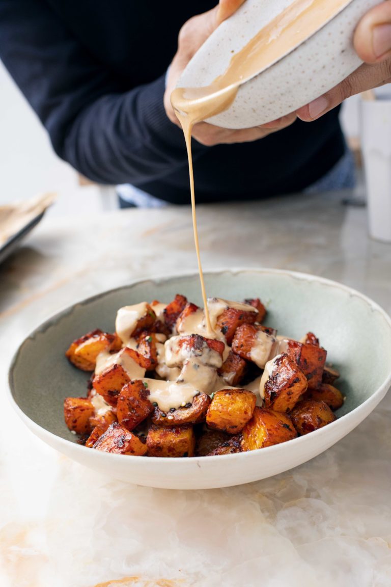 ottolenghi spicy potatoes with tahini and soy