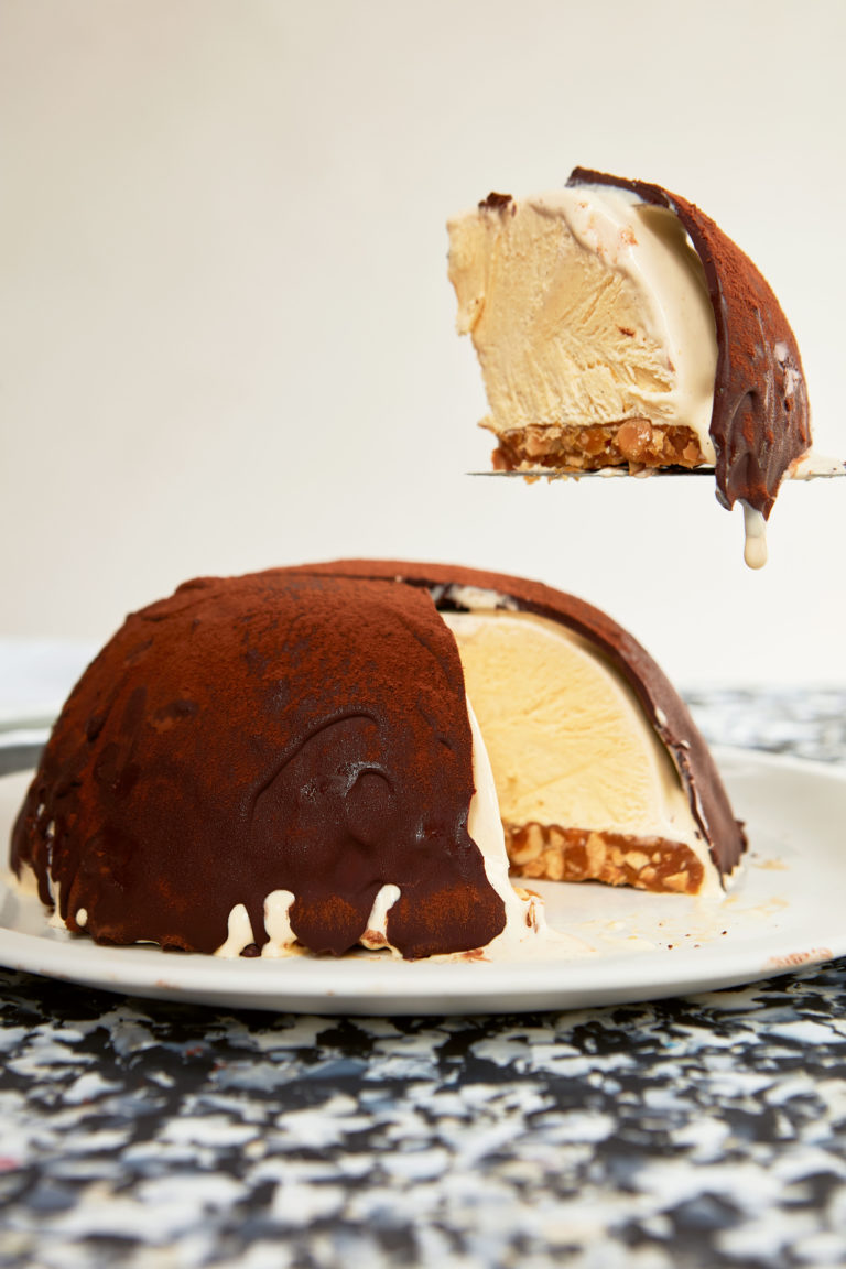 Miso caramel ice cream bomba