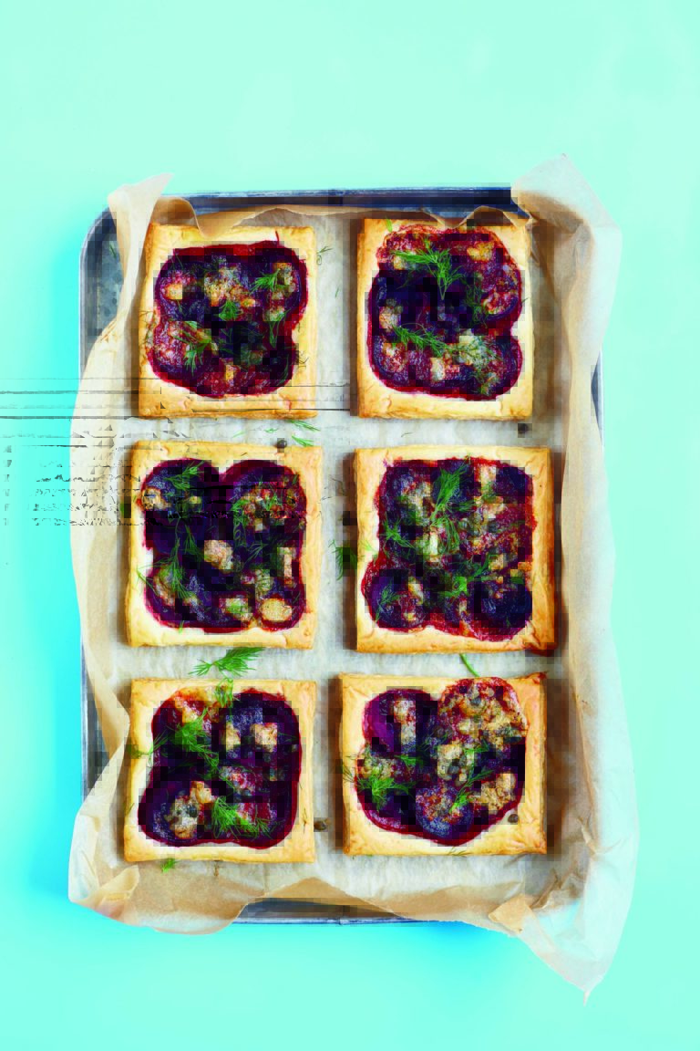 Beetroot, Dill and Blue Cheese Tart With Capers and Walnuts