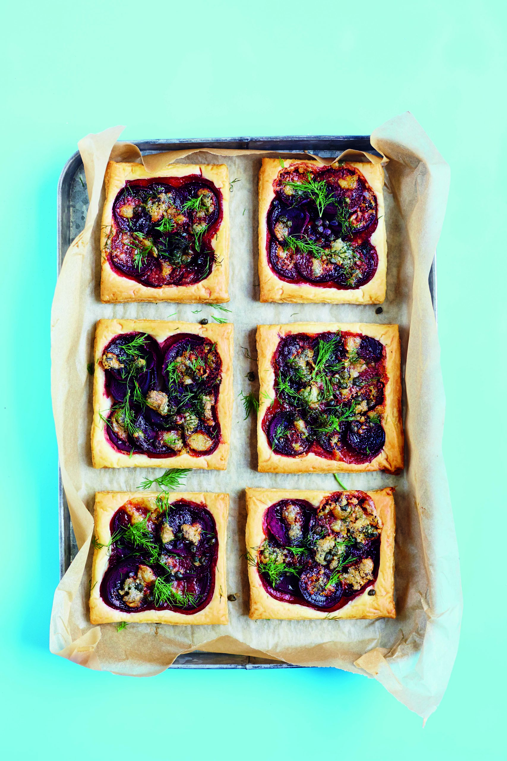 Beetroot, Dill and Blue Cheese Tart With Capers and Walnuts