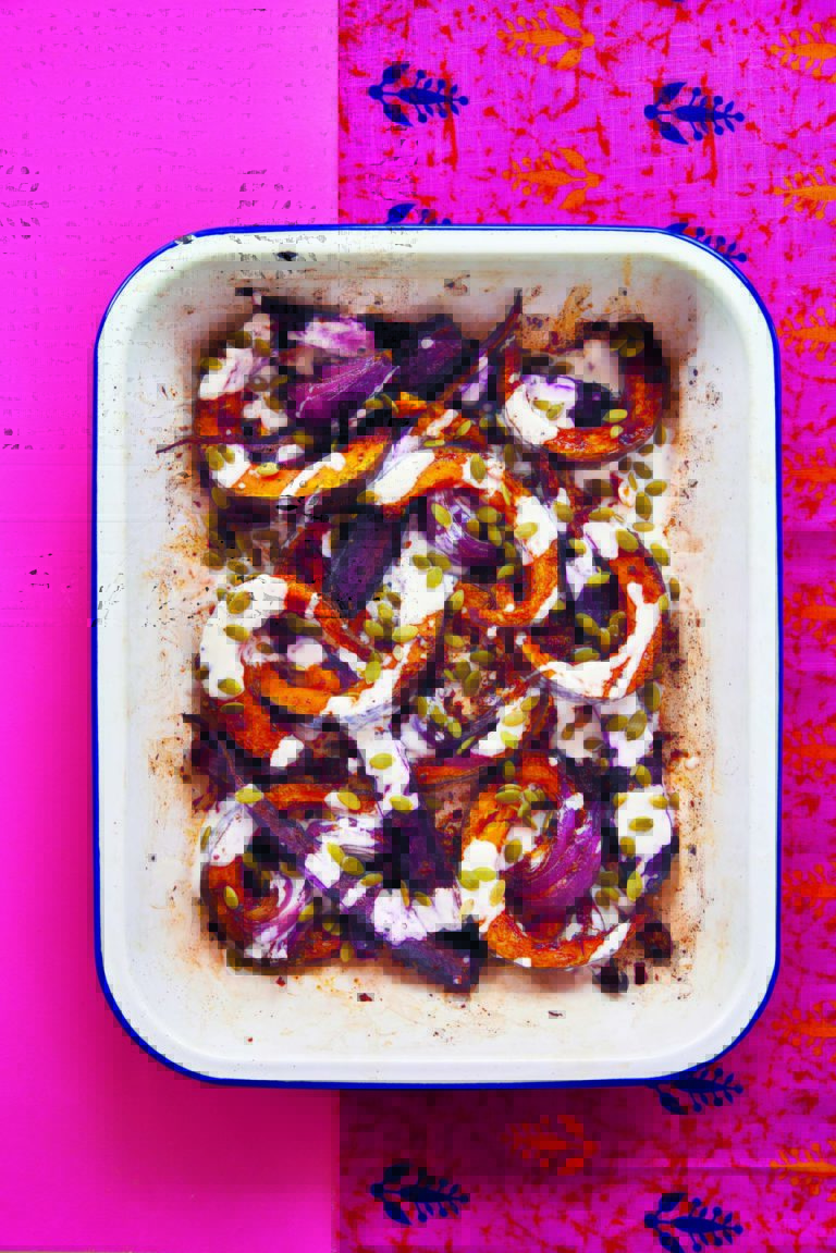 Rukmini Iyer’s Bengali Five-Spice Roasted Squash With Carrots & Pumpkin Seeds