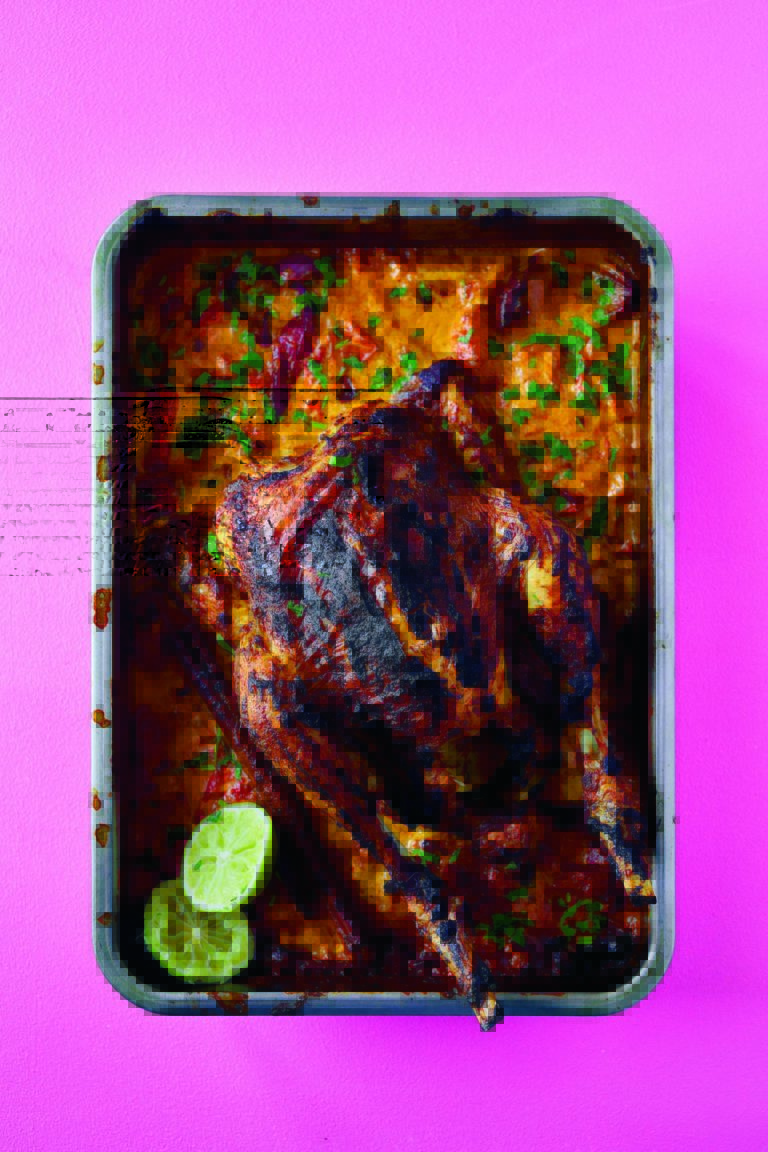 Rukmini Iyer’s Whole Butter Chicken with Sweet Potatoes and Red Onion