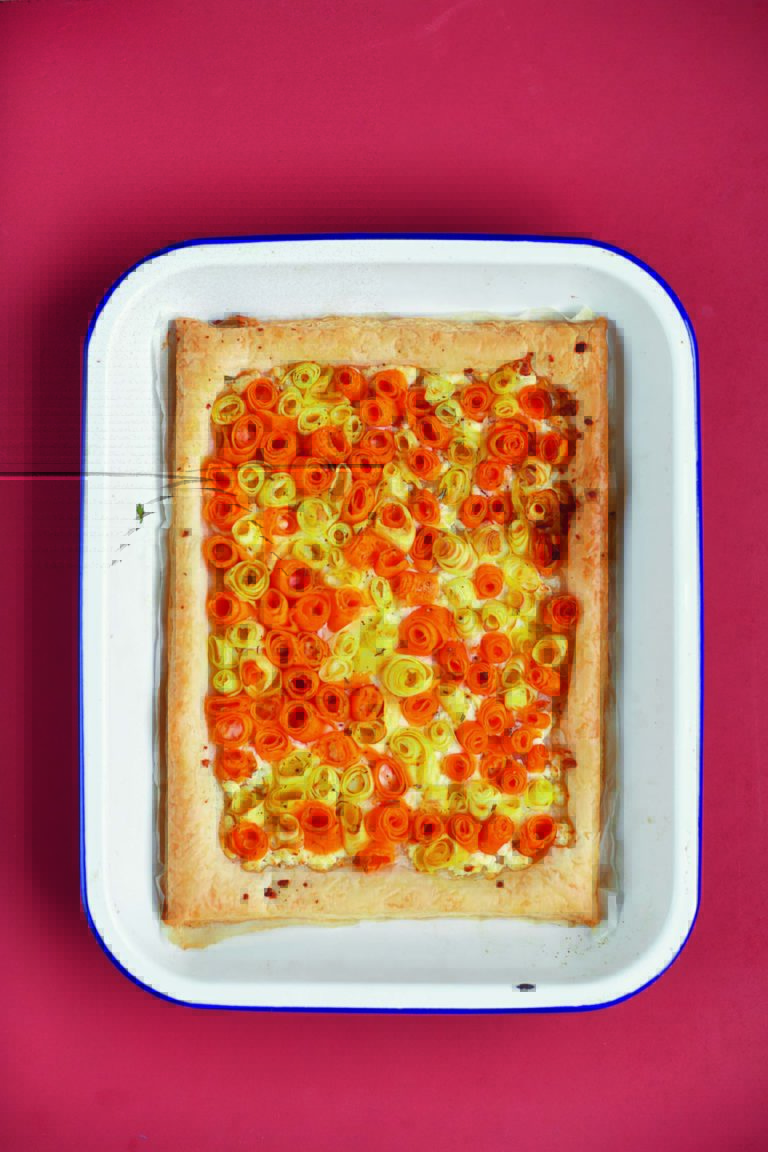 Wensleydale, Parsnip and Carrot Tart With Rosemary