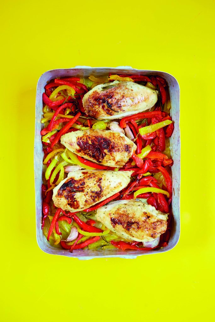 Simple Roast Chicken and Red Pepper Traybake