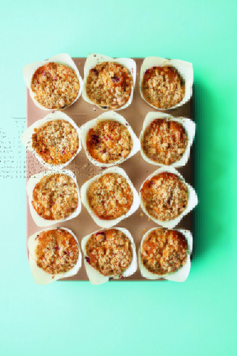 Rukmini Iyer’s Raspberry, Lemon & Hazelnut Crumble Muffins