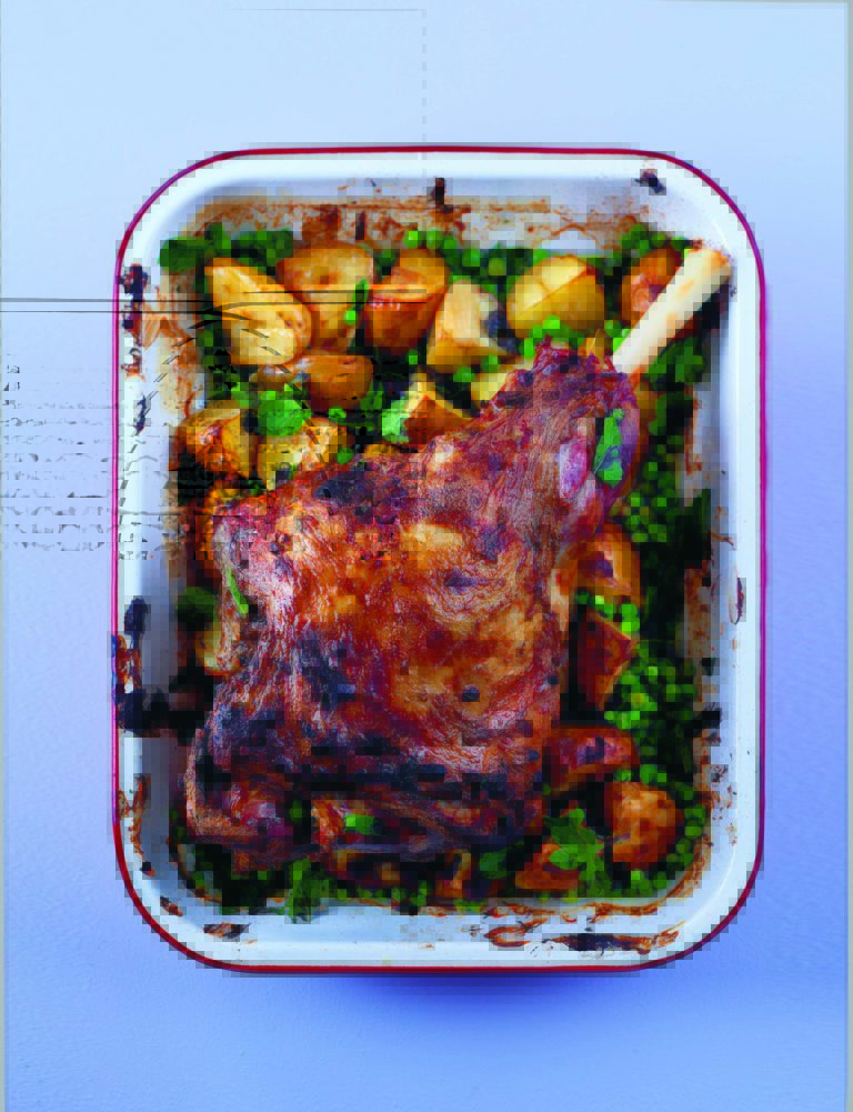 Rukmini Iyer’s Festival Lamb, Spiced Roast Potatoes, Peas and Mint Raita