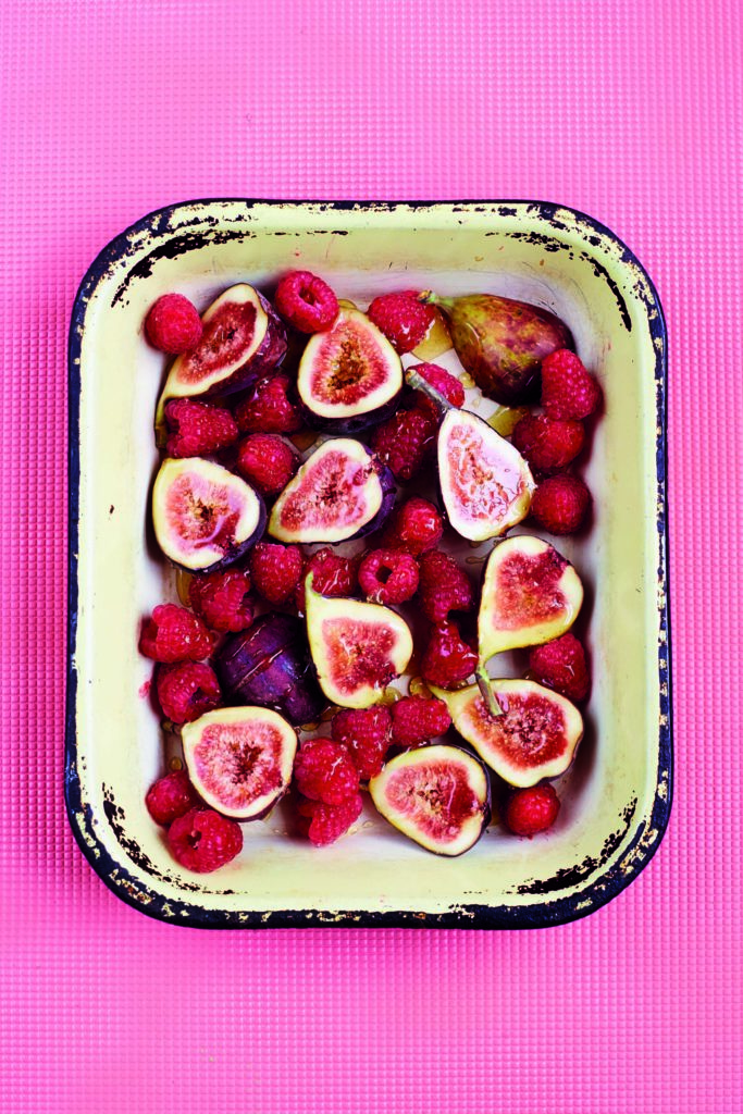 Honey-Roasted Figs With Raspberries and Rose