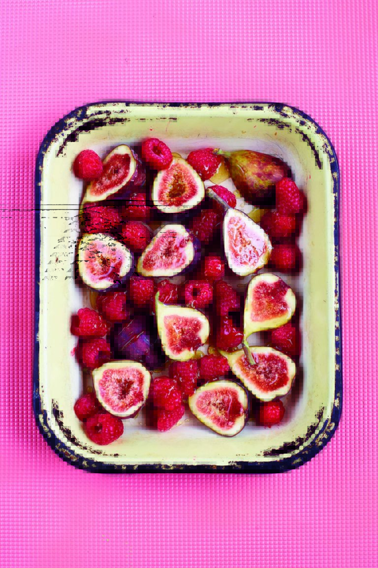 Honey-Roasted Figs With Raspberries and Rose