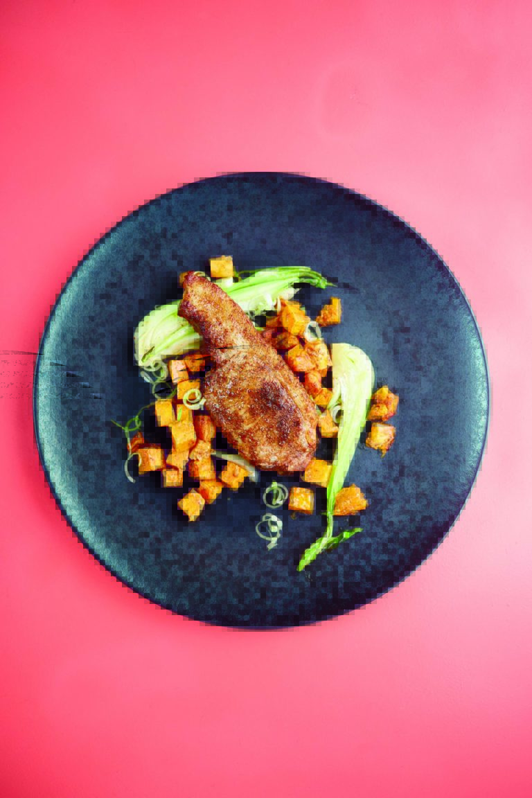Five-Spice Pork Chops With Roasted Sweet Potatoes, Ginger and Garlic