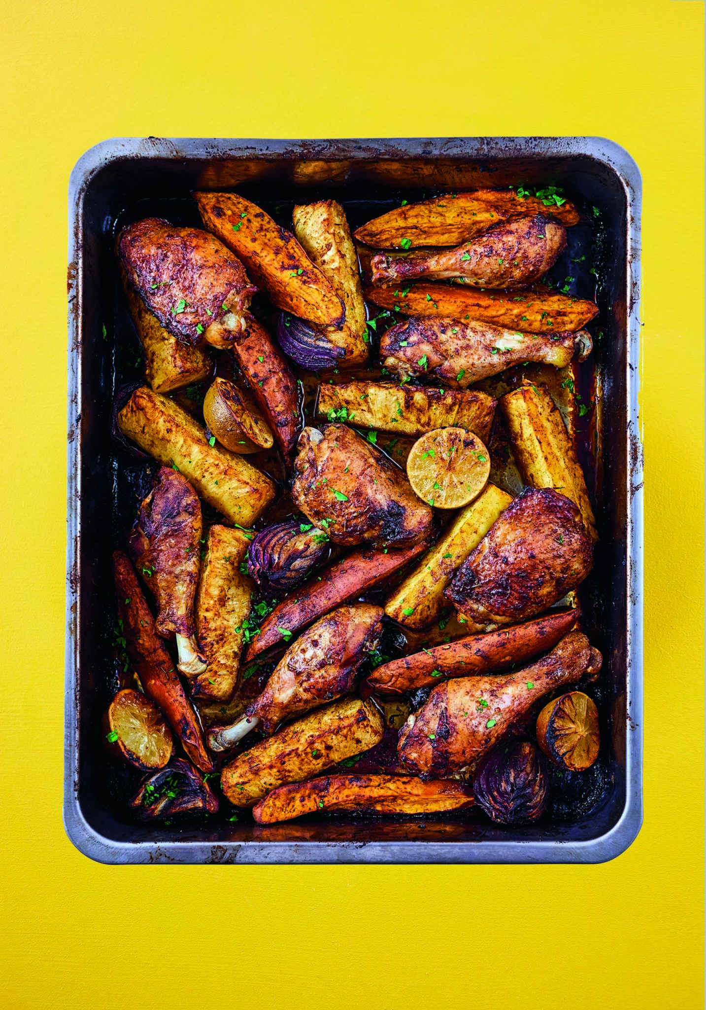 Rukmini Iyer Jerk Chicken with Sweet Potato Recipe | Chicken Traybake