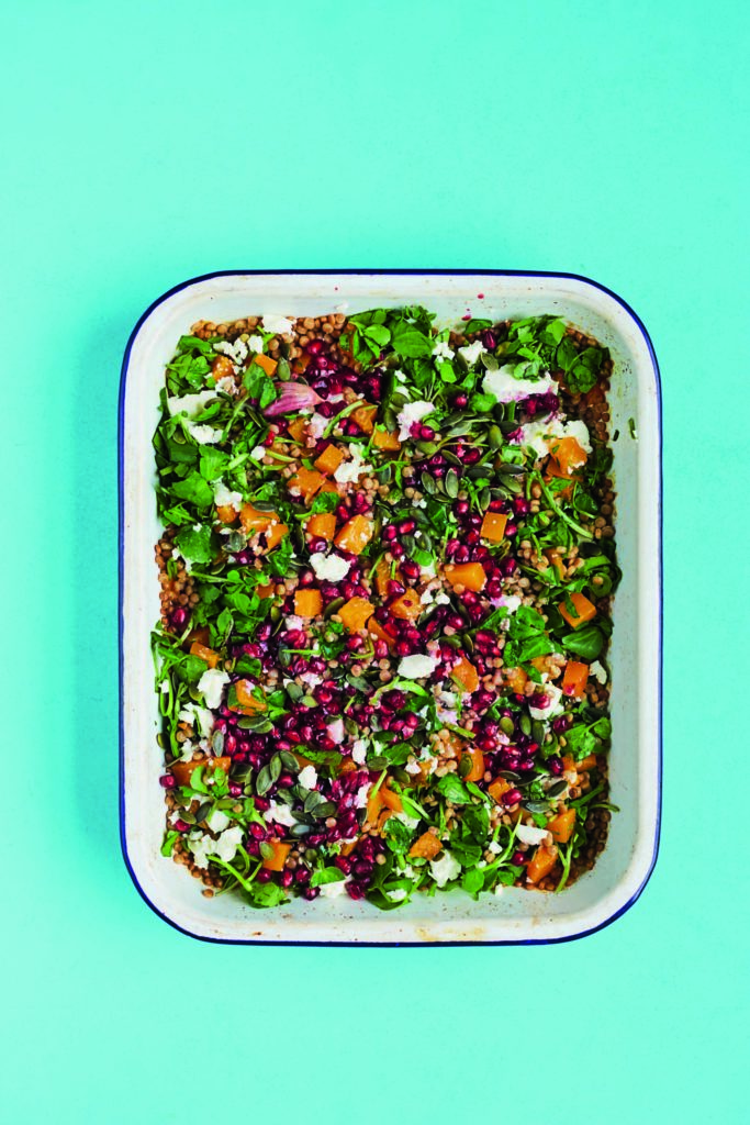 All-In-One Jewelled Pearl Barley With Squash, Pomegranate, Watercress and Feta