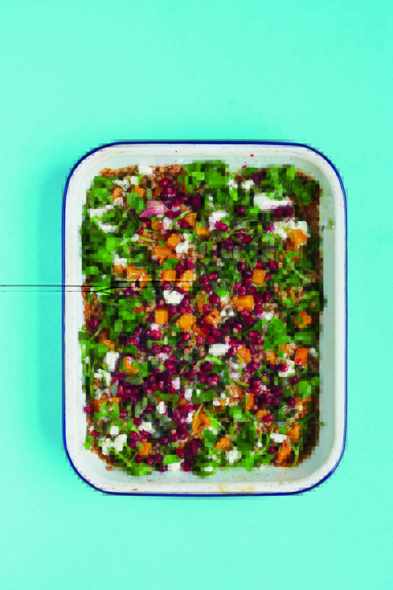 All-In-One Jewelled Pearl Barley With Squash, Pomegranate, Watercress and Feta