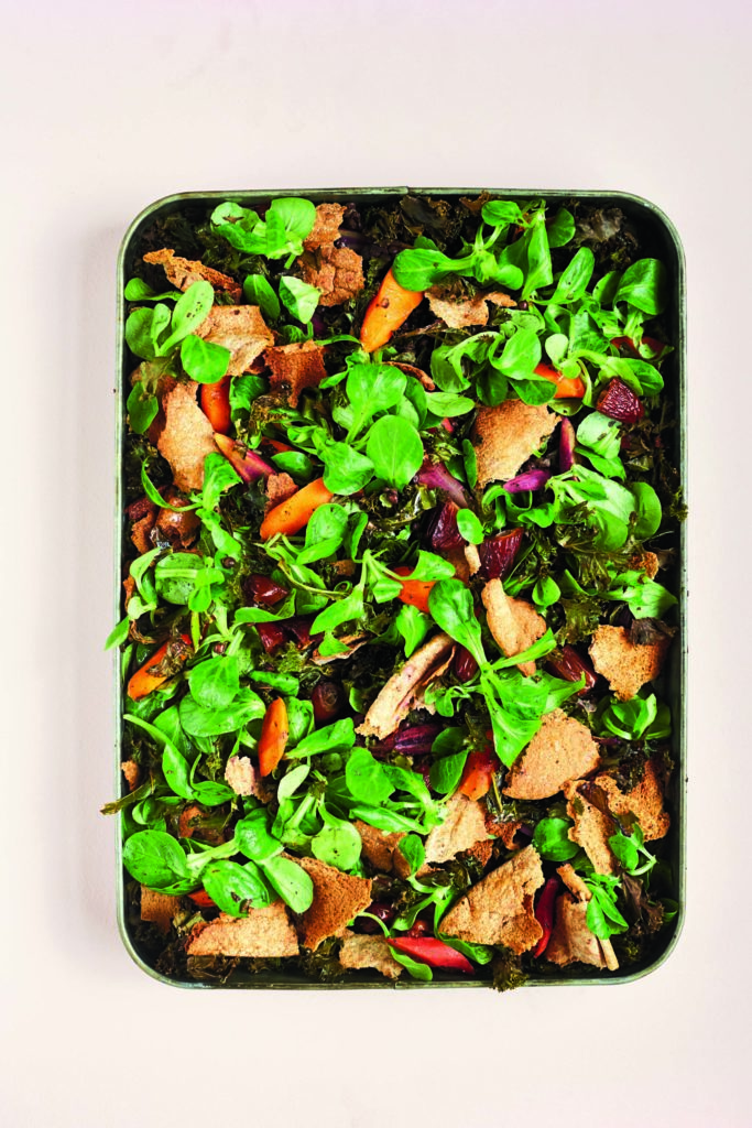 Carrot and Kale Fattoush: Crisp Pitta With Spiced Roasted Carrots, Kale, Dates and Lemon