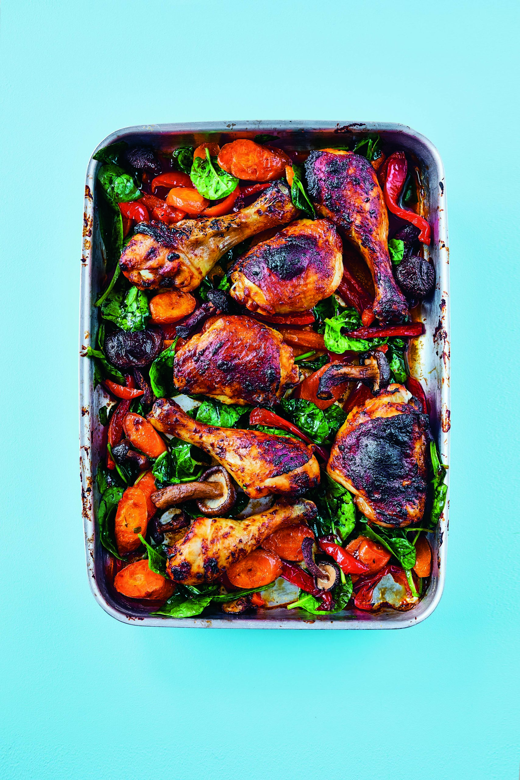 Rukmini Iyer’s Korean Barbecue-Style Chicken, Peppers, Carrots, and Spinach