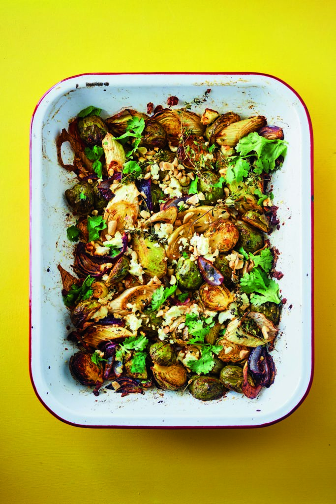 Rukmini Iyer’s Smoky Roasted Sprouts and Leeks with Feta and Thyme
