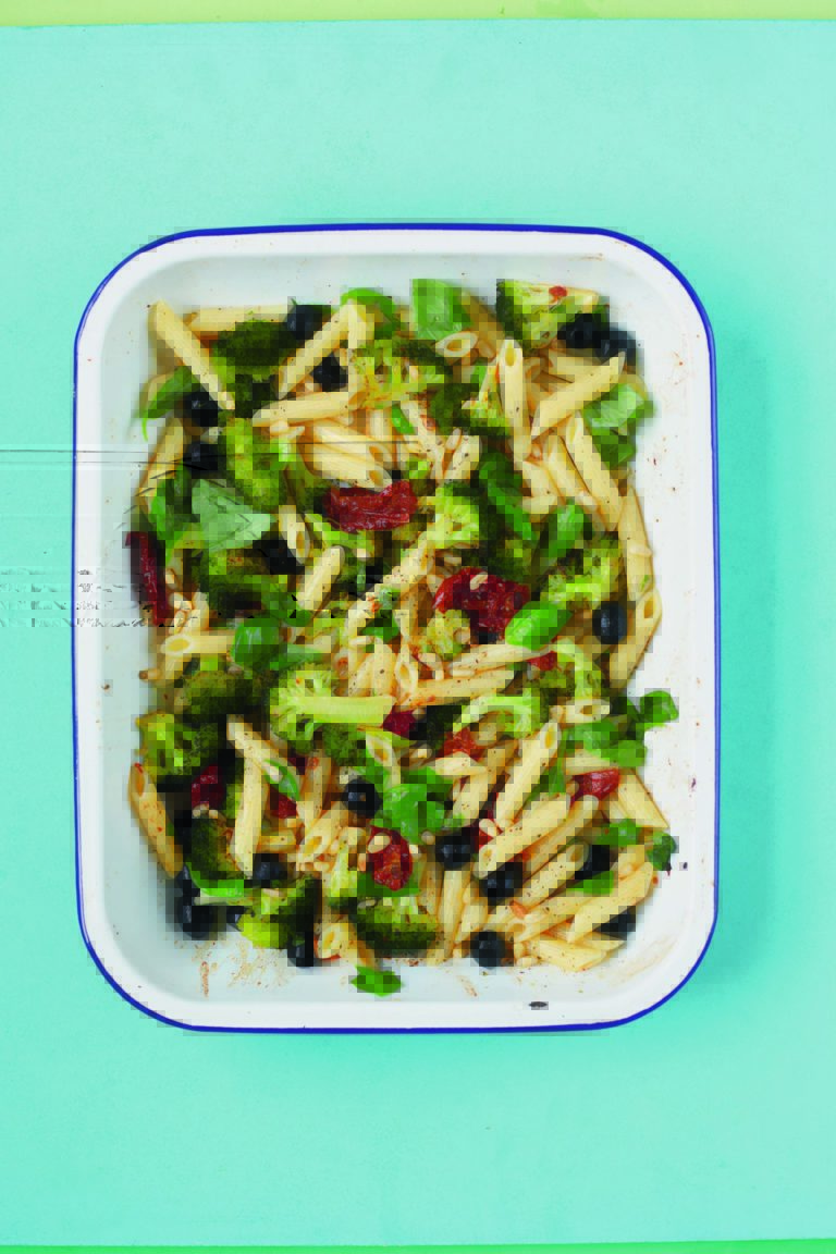 Lunchbox Pasta Salad: Quick-Roast Broccoli With Olives, Sunblush Tomatoes, Basil and Pine Nuts