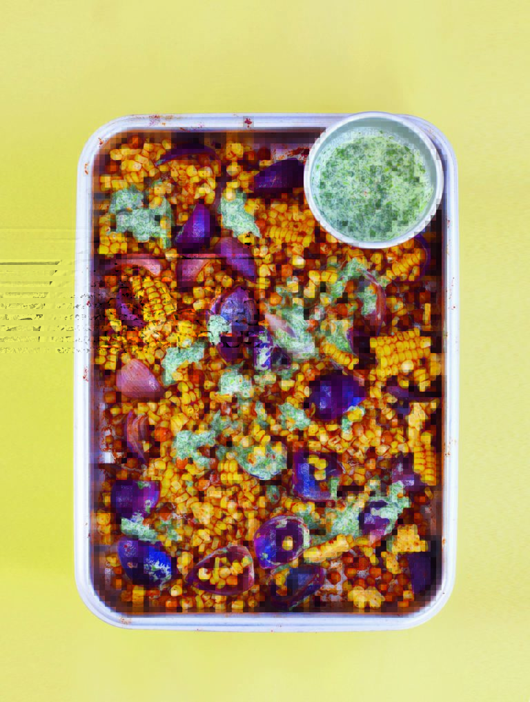 Masala Roasted Corn With Quick Coriander Chutney