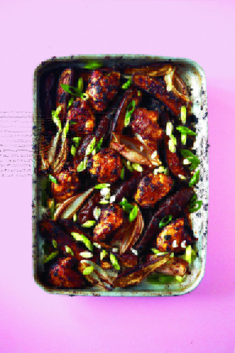 Rukmini Iyer’s Miso Chicken with Aubergines, Spring Onions and Chilli